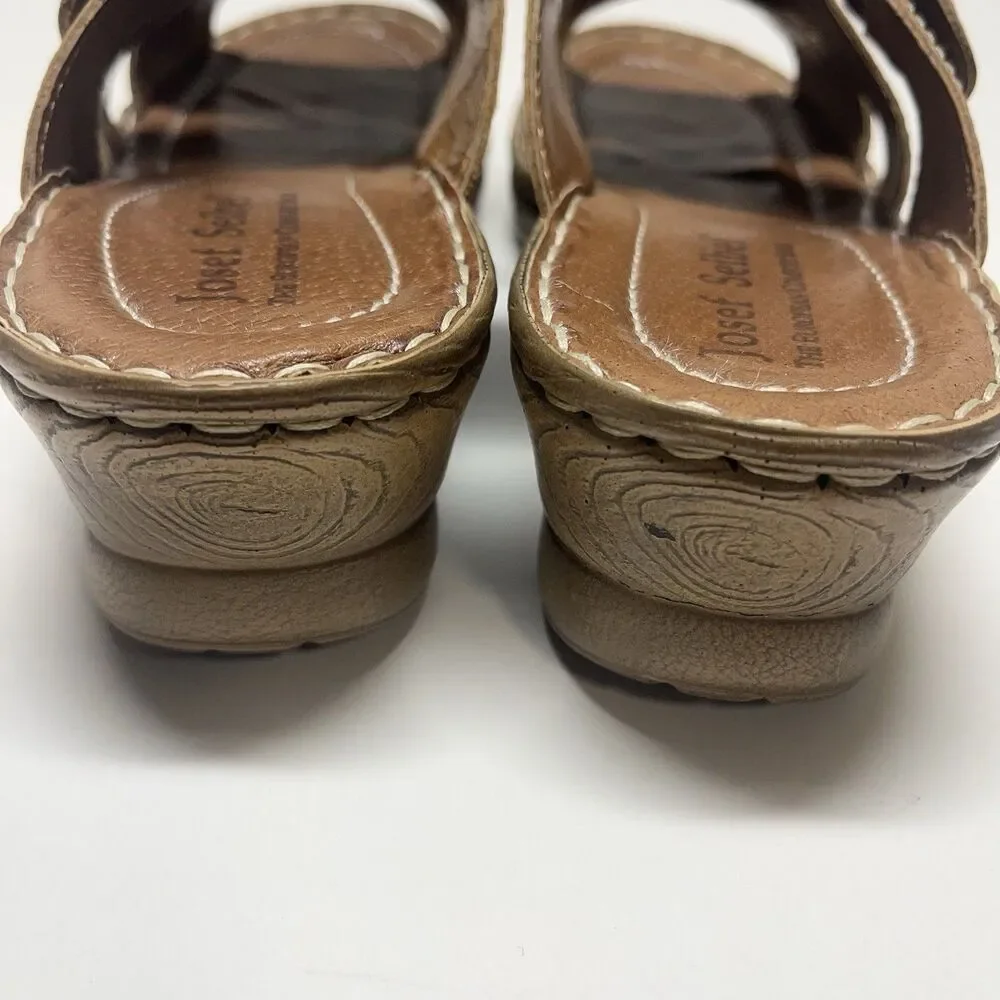 Josef Seibel Womens Catalonia 25 Dolomite Sandals Size 42 Leather Camel Slide